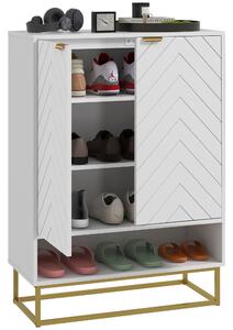 HOMCOM Shoe Storage Cabinet, Modern Shoe Cupboard with Open Shelf, Adjustable Shelf, 6 Vents, Shoe Rack for 12 Pairs of Shoes