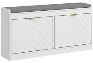 HOMCOM Shoe Storage with Seat, Upholstered Entryway Bench, Shoe Bench with 2 Flip Drawers and 2 Vents for 8 Pairs of Shoes