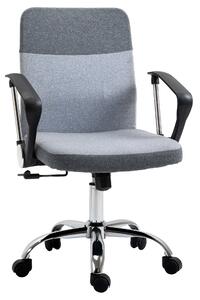 Vinsetto Linen Fabric Ergonomic Swivel Office Chair: Adjustable Desk Seating with Wheels for Home Study, Grey