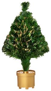 HOMCOM 2FT Prelit Artificial Christmas Tree Fiber Optic LED Light Holiday Home Xmas Decoration Table Decor with Multi-Color Lights, Green