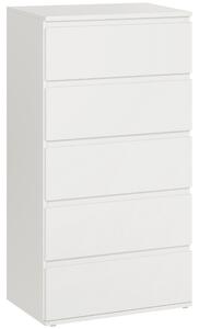 HOMCOM Chest of Drawers: 5 Drawer Storage Cabinet, Freestanding Tower Unit, Bedroom & Lounge, Pristine White