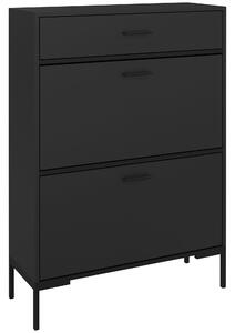 HOMCOM 3 Drawer Shoe Cabinet Cupboard with Flip Doors and Adjustable Shelf for 12 Pairs of Shoes, Narrow Shoe Storage Organiser for Hallway, Black