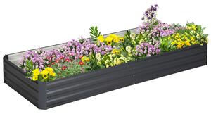 Outsunny Metal Raised Garden Bed Planter Box Outdoor Planters for Growing Flowers, Herbs, Grey, 241x90.5x30cm