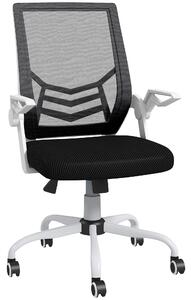 Vinsetto Ergonomic Desk Chair with Flip-Up Armrests, Swivel Wheels & Adjustable Lumbar Support for Home Office & Study, Scratch Resistant, Black Aosom UK
