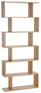HOMCOM Serpentine Shelf: Oakwood Room Divider with 6 Shelves, Stylish Storage Solution Aosom UK