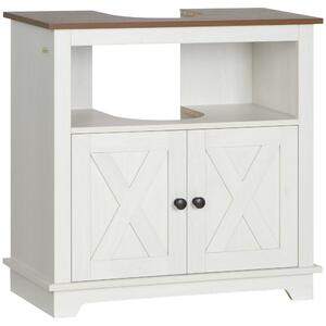 Kleankin Under Sink Cabinet Bathroom Vanity Unit with Double Doors and Storage Shelves, 60 x 30 x 60cm, White