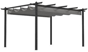 Outsunny 4 x 3(m) Aluminium Pergola with Retractable Roof, Garden Gazebo Canopy Shelter for Outdoor, Patio, Grey
