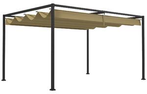 Outsunny 3 x 2m Retractable Pergola, Metal Pergola with Retractable Roof, Gazebo Canopy Shelter for Outdoor Patio, Khaki Aosom UK