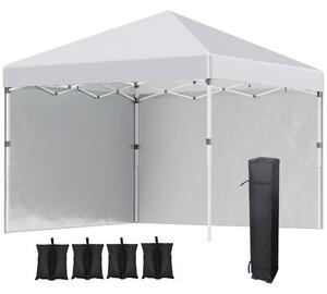 Outsunny 3 x 3m Metal Frame Gazebo, Portable Pop Up Gazebo with 2 Sidewalls, Leg Weight Bags & Carry Bag for Garden Aosom UK