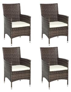 Outsunny 4 PC Rattan Chair Set, Patio Sofa Chairs Set, Cushioned Outdoor Rattan Furniture