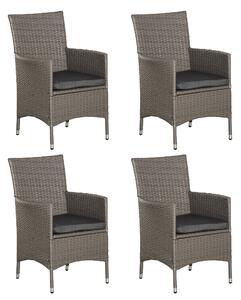 Outsunny 4-Piece Waterproof Rattan Garden Dining Chairs, Waterproof w/ Cushions for Patio, Blue/White Aosom UK