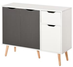 HOMCOM Sideboard Floor Standing Storage Cabinet with Drawer for Bedroom, Living Room, Home Office, Grey