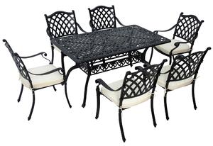 Outsunny 7 Pieces Aluminium Patio Dining Set with Umbrella Hole Black