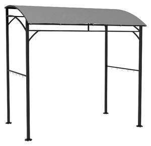 Outsunny 2.2 x 1.5 m BBQ Grill Gazebo Tent, Garden Grill with Metal Frame, Curved Canopy and 10 Hooks, Outdoor Sun Shade, Grey