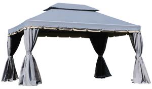 Outsunny 3 x 4m Gazebos for Parties, Aluminium Alloy Marquee Canopy Pavilion Garden Tent with Nets and Sidewalls, Grey Aosom UK
