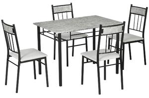 HOMCOM 5 Pieces Dining Room Sets, Modern Dining Table and Chairs Set 4 w/ Marble Effect Tabletop, Padded Kitchen Chairs, Light Grey Aosom UK
