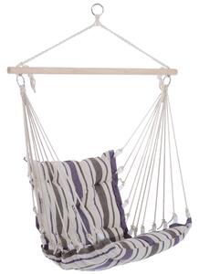 Outsunny Outdoor Hammock Hanging Rope Cushioned Chair Garden Yard Patio Swing Seat Wooden Cotton Cloth (Brown)