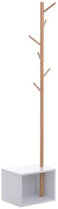 HOMCOM Coat Rack with Storage Bench: 180cm Tall Hallway Tree, Hat Hanger & Entryway Stand, Garment Organiser for Bedroom & Lounge Aosom UK