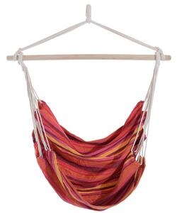 Outsunny Outdoor Hammock Hanging Rope Chair Garden Yard Patio Swing Seat Wooden w/ High Quality Cotton Cloth and Ropes (Red)