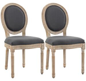 HOMCOM Dining Chairs Set of 2, French-Style Kitchen Chairs, Armless Accent Chairs with Backrest and Linen-Touch Upholstery, Cat Scratch Anti, Grey Aosom UK
