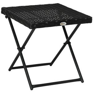 Outsunny Rattan Folding Table: Compact Square PE Wicker Design, Durable Outdoor Furniture, Ebony Aosom UK