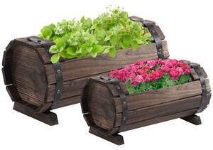 Outsunny Wooden Planters: Durable Carbonized Finish for Indoor & Outdoor Floral Displays, Set of 2 Aosom UK