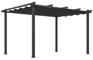 Outsunny 3 x 4m Aluminium Pergola with Retractable Roof, Garden Gazebo Canopy Sun Shade Shelter for Grill, Patio, Deck