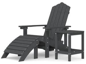 Garden Adirondack Chair with Footstool & Table HDPE Anthracite