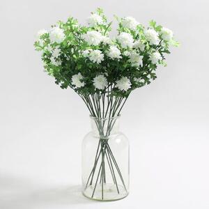 Pack of 12 Artificial Pom Button White Spray 54cm