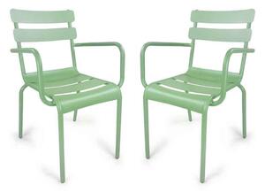 Amarillo Garden Olive Green Aluminium Armchair in Pair