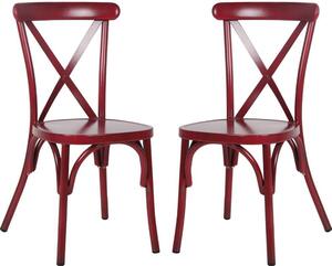 Cayuga Garden Vintage Red Aluminium Stackable Sidechair in Pair