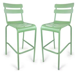 Amarillo Olive Green Aluminium Bar Chairs in Pair