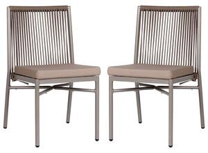 Faris Garden Taupe Rattan Sidechair With Cushion in Pair
