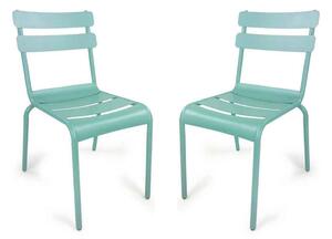 Amarillo Garden Pastel Blue Aluminium Side Chair in Pair