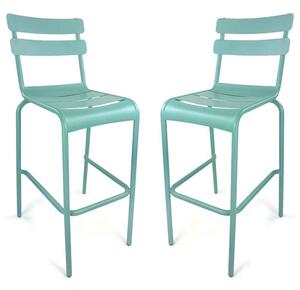 Amarillo Pastel Blue Aluminium Bar Chairs in Pair