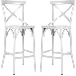 Cayuga Vintage White Aluminium Stackable Bar Chair in Pair