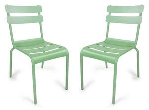 Amarillo Garden Olive Green Aluminium Side Chair in Pair