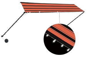 Retractable Awning with LED 350x150 cm Orange and Brown