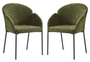Pasadena Fabric Dining Chair In Pair - Olive
