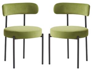 Fishers Valvet Dining Chair In Pair - Olive