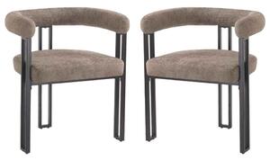 Bruges Fabric Dining Chair In Pair - Taupe