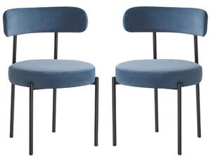 Fishers Fabric Dining Chair In Pair - Blue