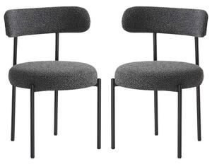 Fishers Fabric Dining Chair In Pair - Charcoal