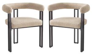 Bruges Fabric Dining Chair In Pair - Oatmeal