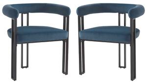 Bruges Valvet Dining Chair In Pair - Blue