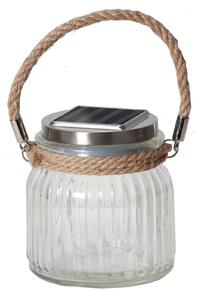 Solar-powered LED table lamp Jar made of glass