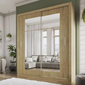 Ionia Wooden Wardrobe 180cm With 2 Sliding Doors In Shetland Oak