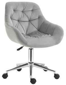 Vinsetto Velvet Ergonomic Office Chair: Adjustable Comfy Desk Chair with Arm and Back Support for Home, Grey