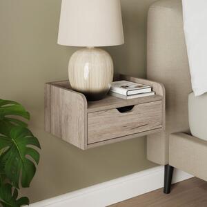 Cilla 1 Drawer Floating Bedside Table, Grey Oak Effect