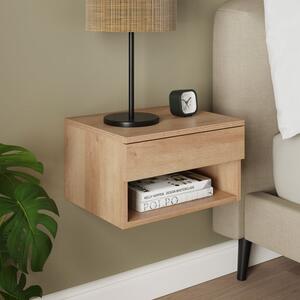 Henny 1 Drawer Floating Bedside Table, Light Oak Effect